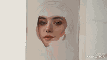 a drawing of a woman 's face is being made in animotica