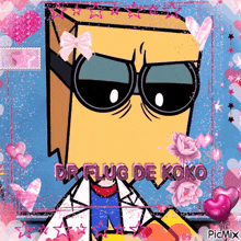 a picture of dr flug de koko with hearts and flowers