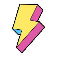 a colorful lightning bolt on a white background with a black outline .