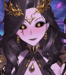 a close up of a woman 's face with a necklace and earrings