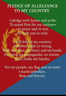 a poster with the words pledge of allegiance to my country written on it