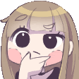 a cartoon girl is covering her mouth with her hand and making a funny face .
