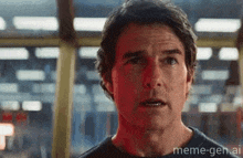 a close up of a man 's face with a meme-gen.ai watermark