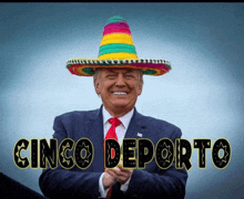 a man wearing a sombrero says cinco deporto