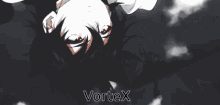 a black and white drawing of a person with the word vortex on the bottom