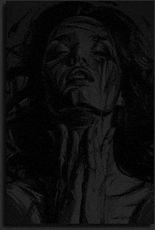 a black and white drawing of a woman 's face with the name richard written on the bottom right