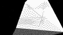 a black and white geometric pattern with a pyramid in the middle