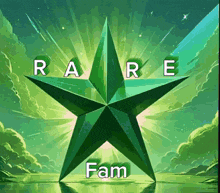 a green star with the word rare written on it