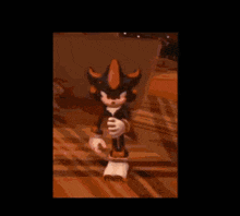 a close up of shadow the hedgehog making a funny face