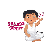 a cartoon drawing of a boy with the words sapasa singer behind him