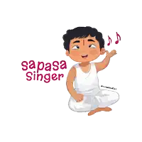 a cartoon drawing of a boy with the words sapasa singer behind him