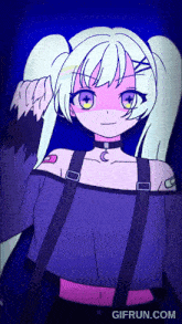 a gif from gifrun.com shows a girl in a purple shirt