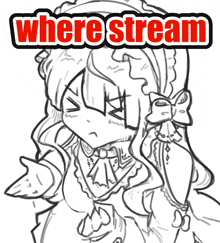 a black and white drawing of a girl with the words " where stream " above her