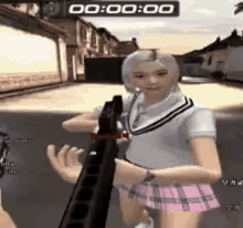 Girl Holding Gun Game Sooyafits Meme GIF - Girl Holding Gun Game Sooyafits Meme Sooyafitsmemes GIFs