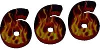 the number 666 is surrounded by flames and has a hole in it