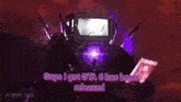 a robot is holding a video game and says guys i got gta 6 has been released .