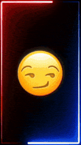 a yellow smiley face with a red and blue border