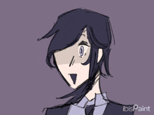 a drawing of a person with ibis paint written below it