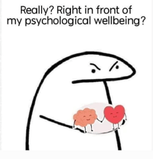 a cartoon of a person holding a heart and brain .