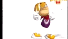 a cartoon character is flying through the air with a white background .