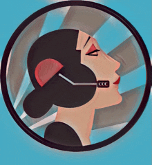a painting of a woman wearing a headset that says ccc on it