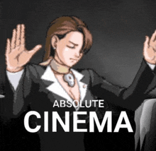 an ad for absolute cinema shows a woman giving a speech
