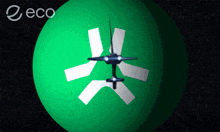 a green sphere with the word eco written on it