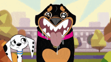 a cartoon of a dalmatian and a rottweiler