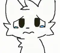 a drawing of a cat with a sad face and tears coming out of its eyes .