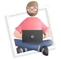 a man with a beard is sitting in a lotus position with a laptop