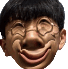 a close up of a person 's face making a funny face