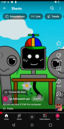 a screenshot of the shorts app on a cell phone