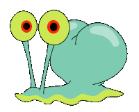 a cartoon drawing of a green snail with big eyes