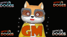 a picture of a dog wearing sunglasses with the words retro doges behind it