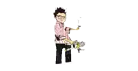 a cartoon of a boy holding a toy story character