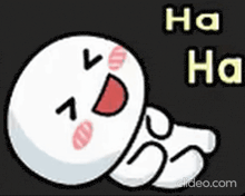 a cartoon character is laughing and has the words ha ha written below it