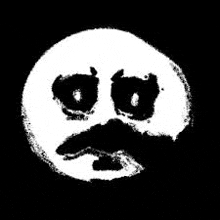 a black and white drawing of a smiley face with a mustache and a beard .