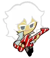 a cookie run character is holding a guitar .