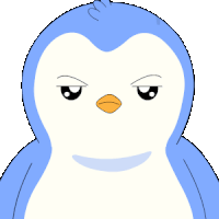 a blue and white penguin is covering its mouth with its hand
