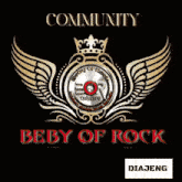 a logo for community baby of rock with wings and a crown