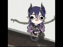 a cartoon character with horns and a tail