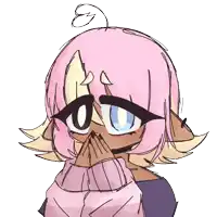 a drawing of a girl wearing a pink sweater