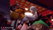 a video game scene with kansei foo on the bottom right