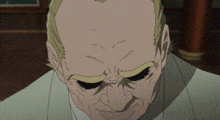 a close up of a man 's face with a very angry look on his face in a cartoon .