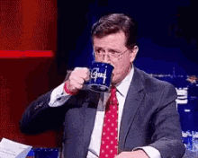 Stephen Colbert Spits Out Water GIF - Stephen Colbert Spits Out Water Coffee GIFs