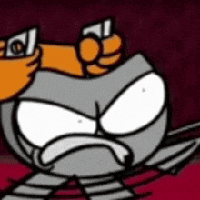 a cartoon character with an angry look on his face holding a sword