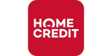 the home credit logo is red and white on a white background