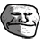 a black and white drawing of a troll face with a smile on it .