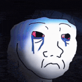 a drawing of a sad face with tears coming out of its eyes