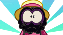 a cartoon character is wearing a hat and covering his eyes with his hands